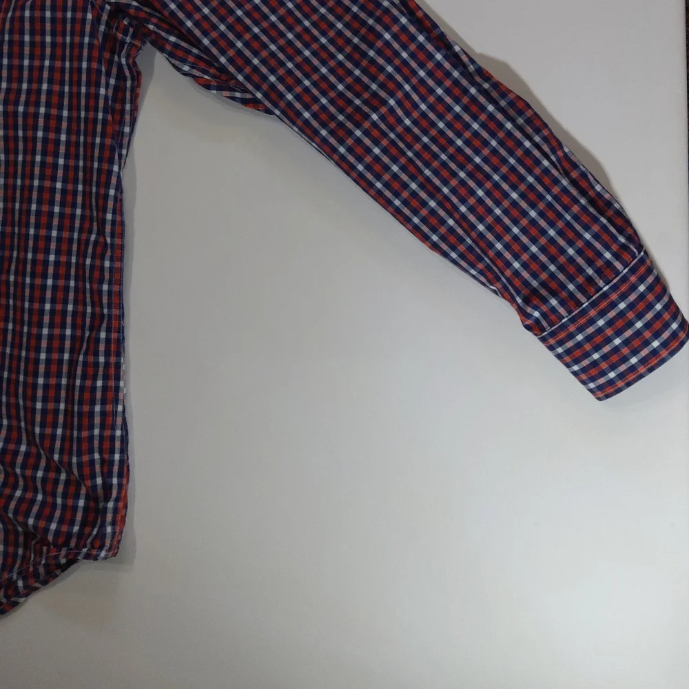 Banana Republic‎ Mens Button Down XL Red Blue Gingham Tailored Slim Fit Preppy